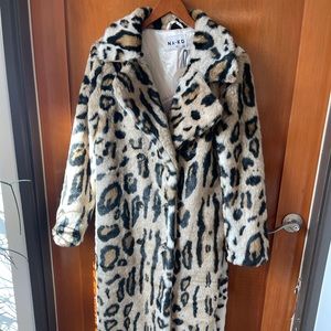 Na-Kd leopard faux fur coat size 36/M-L NWT